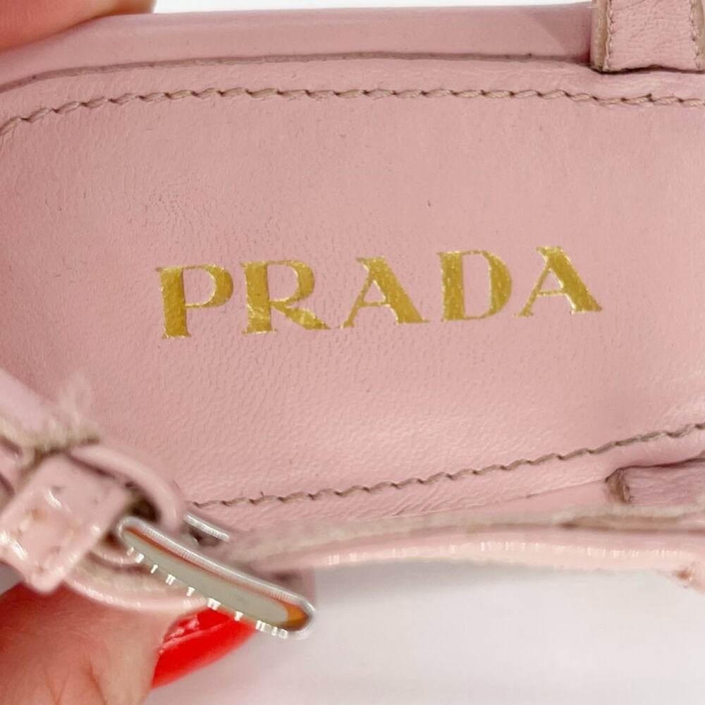 Prada Light Pink Patent Leather T Strap Thong Strappy Flat Sandals IT 37 - Picture 8 of 11
